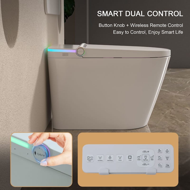 1-Piece 1.28 GPF Auto Single Flush Elongated Bidet Toilet Smart Toilet in White