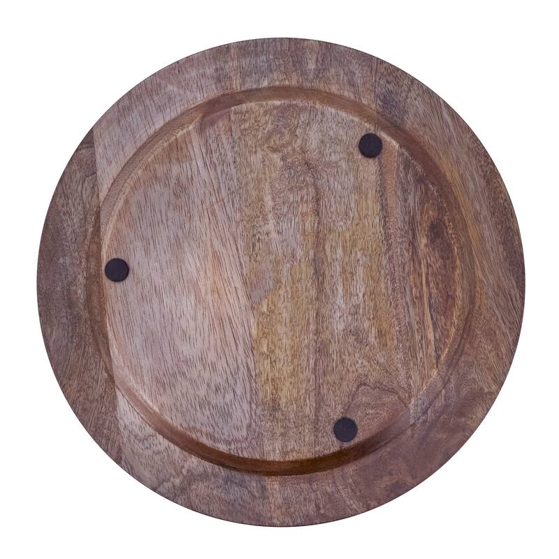 Textured Mango Wood Decorative Charger Plates (Set of 4) - Rustic Round Table Chargers for Dining & Entertaining, 13"