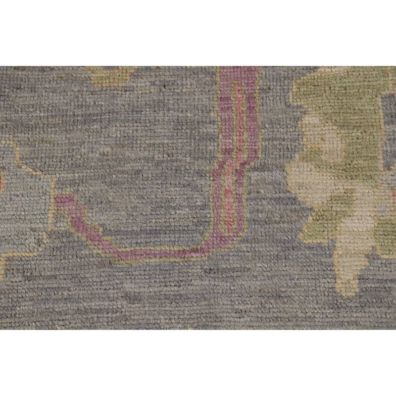 Hand Knotted Oriental 100% Wool Carpet Transitional All-Over Greys & Charcoal Oushak Area Rug - 9' 11'' X 8' 1''