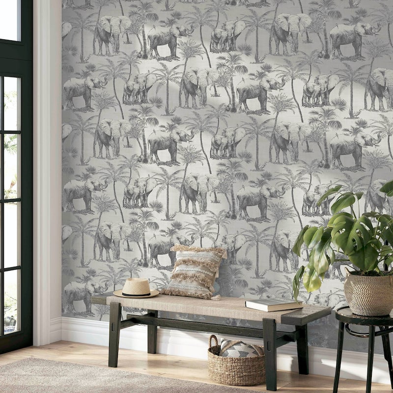 Arthouse Adelia Neutral Elephant Grove Wallpaper