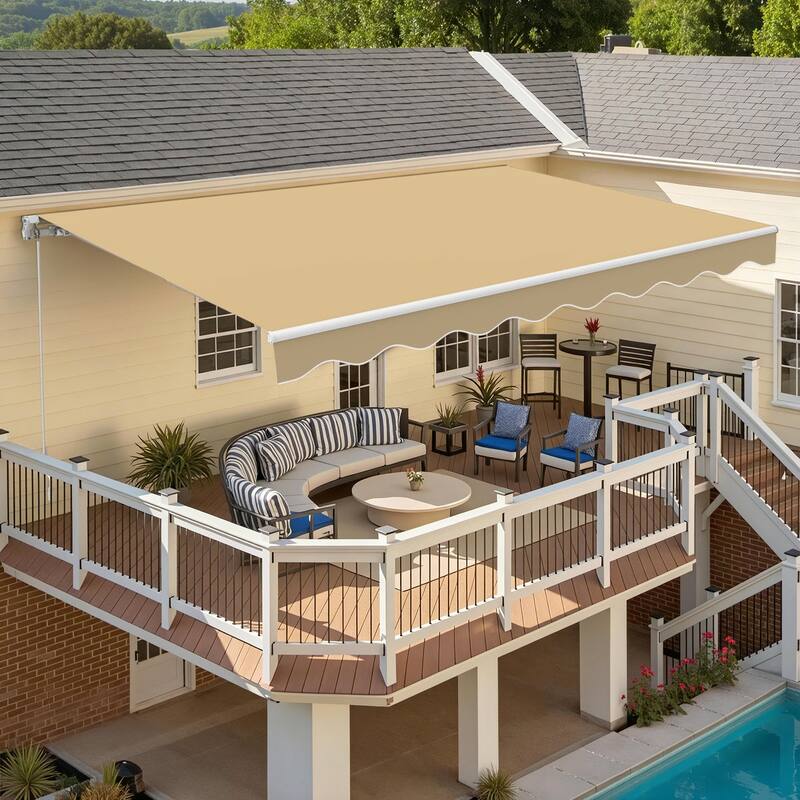 MCombo10x8Feet Manual Retractable Patio Door Window Awning Sunshade Shelter Outdoor Canopy