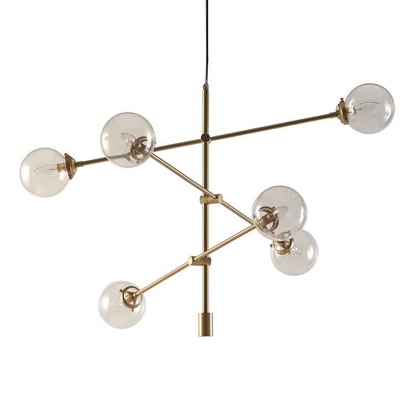 6-Globe Light Architectural Metal Chandelier