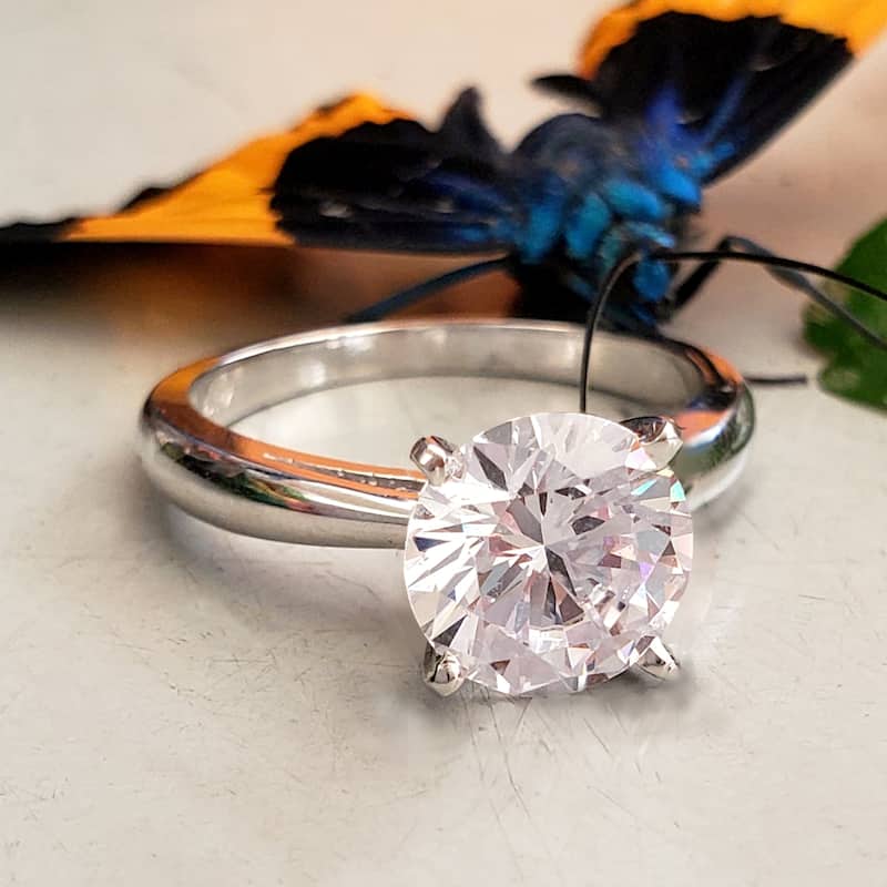 Auriya 14k Gold Brilliant Round 2 carat Moissanite Solitaire Engagement Ring