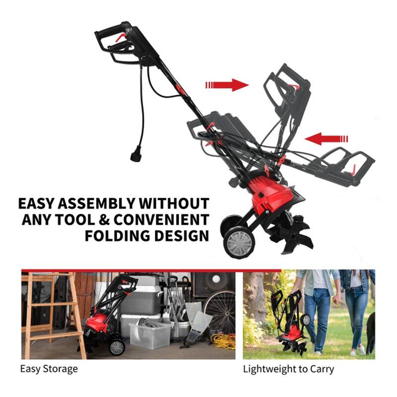 Electric Garden Tiller Cultivator 10 Amp with 14-Inch Working Width and 4 Blades for Soil - 41" x 40" x 14.5" (L x W x H)