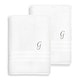 preview thumbnail 24 of 27, Authentic Hotel and Spa Omni Turkish Cotton Terry Set of 2 White Bath Towels with Grey Script Monogrammed Initial White/G