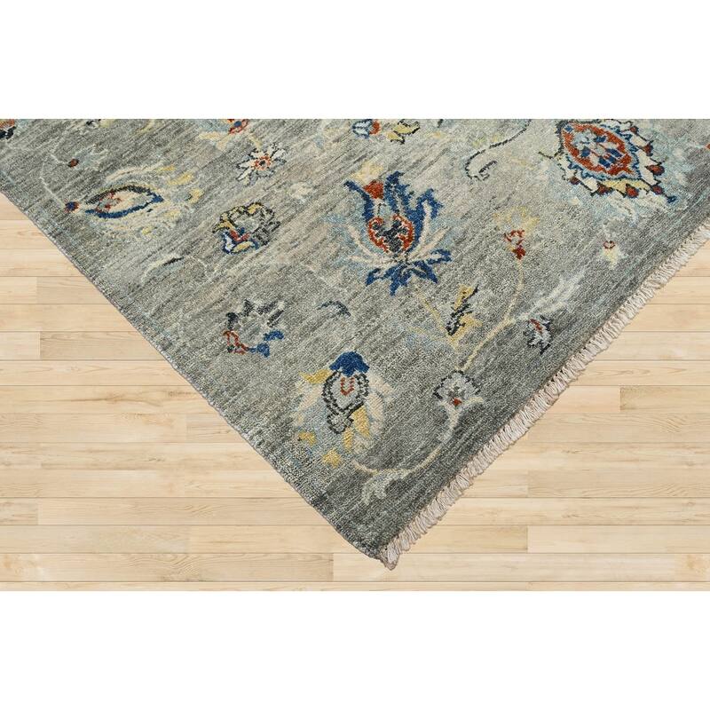 Transitional Turkish Oushak Gray Wool Oriental Area Rug Hand Knotted - 5' 6'' x 8' 4''