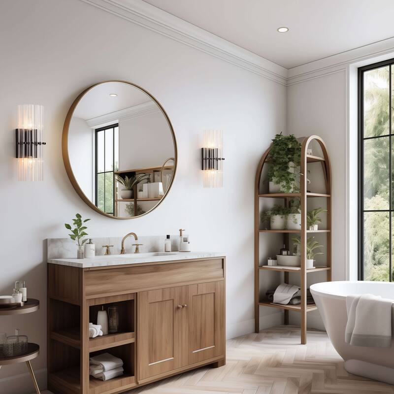 Casandra 2-Light Crystal Glass Bar Wall Sconce - 6 inches W x 15 inches H x 4 inches D