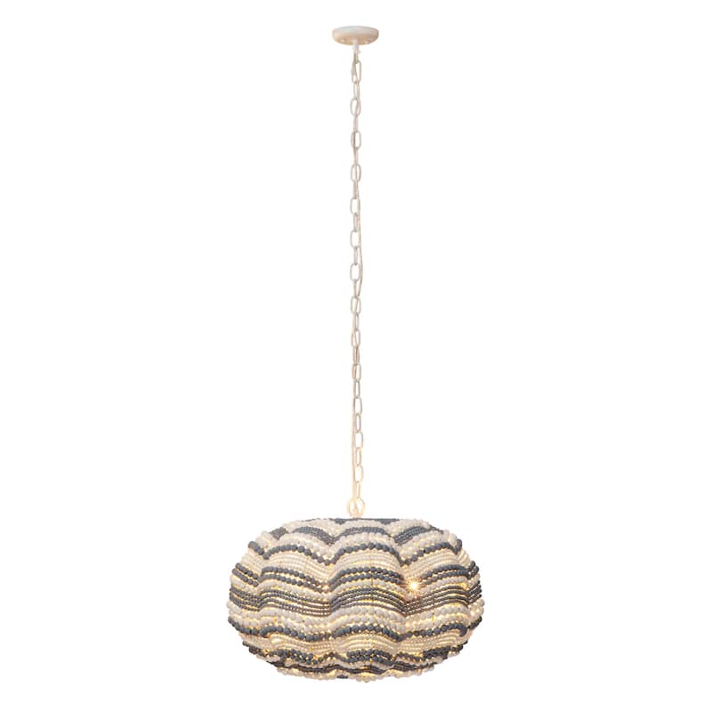 Jamie Young Clamshell Wood Beaded 4-Light Chandelier