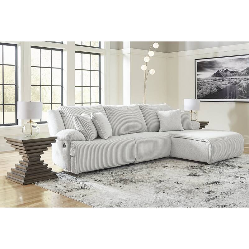 Signature Design by Ashley Top Tier 3-Piece Reclining Sectional with Chaise - 128"W x 74"D x 41"H - Right Facing - Grey