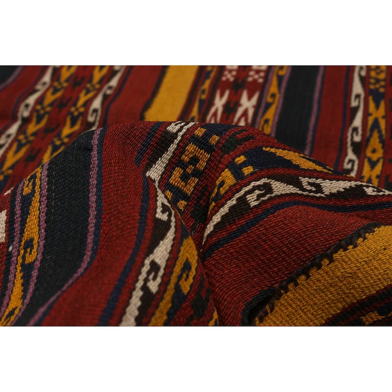 ECARPETGALLERY Flat-Weave Boho Red Wool Kilim - 6'7 x 10'2
