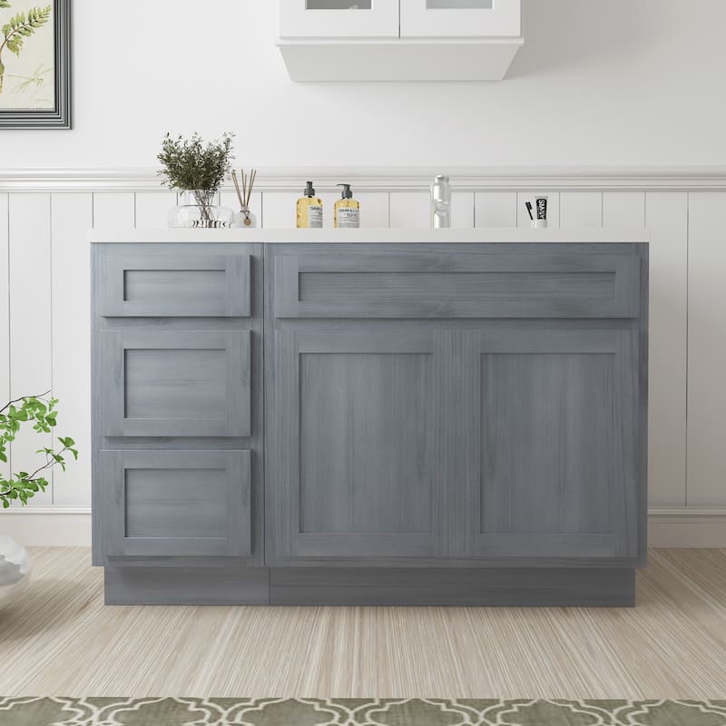Vanity Art 54" Oak Freestanding Bathroom Vanity Cabinet without Top - Silver