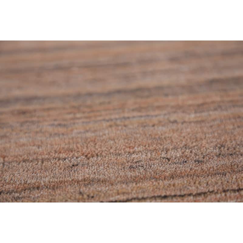 Striped Brown Gabbeh Oriental Area Rug Hand-Knotted Wool Carpet - 8'0" x 9'9"