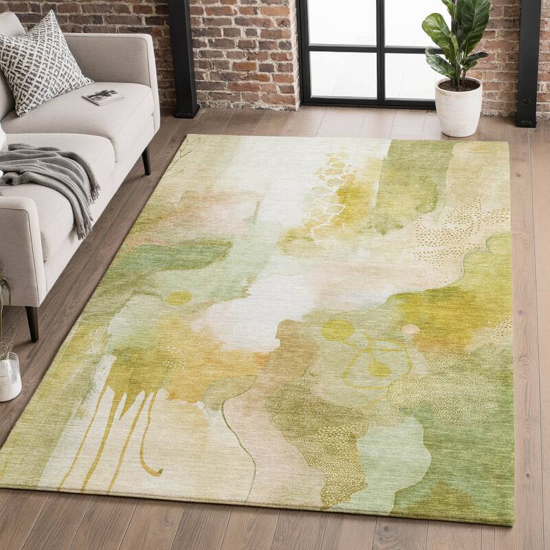 Premium Washable Super Soft Abstract Contemporary Mayfield Rug - Fern - 2'6" x 3'10"