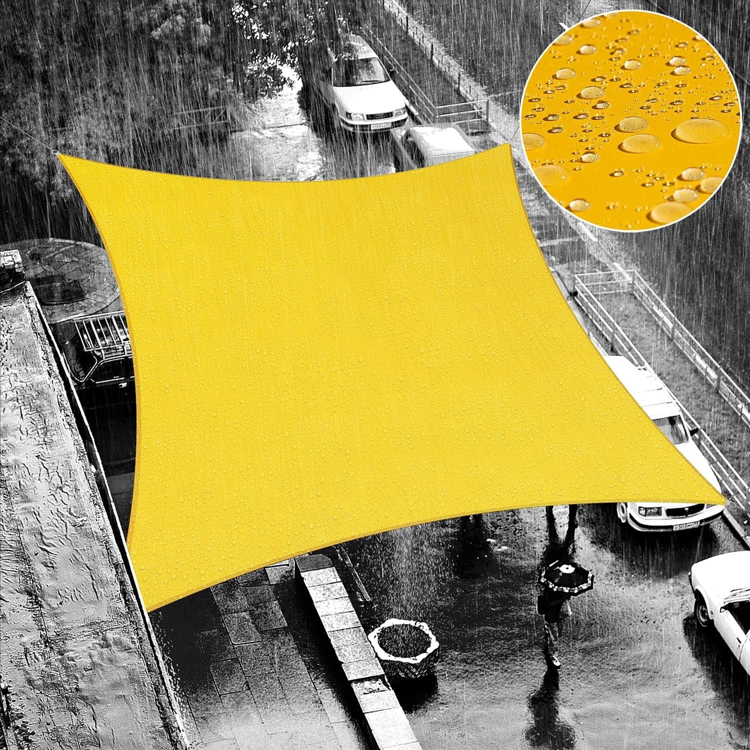 13' x 17' Yellow Waterproof Rectangle Sun Shade Sail with 95% UV Protection for Outdoor Spaces