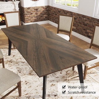 Farmhouse Dining Table for 6 People, Modern Rectangular Wood Dining ...