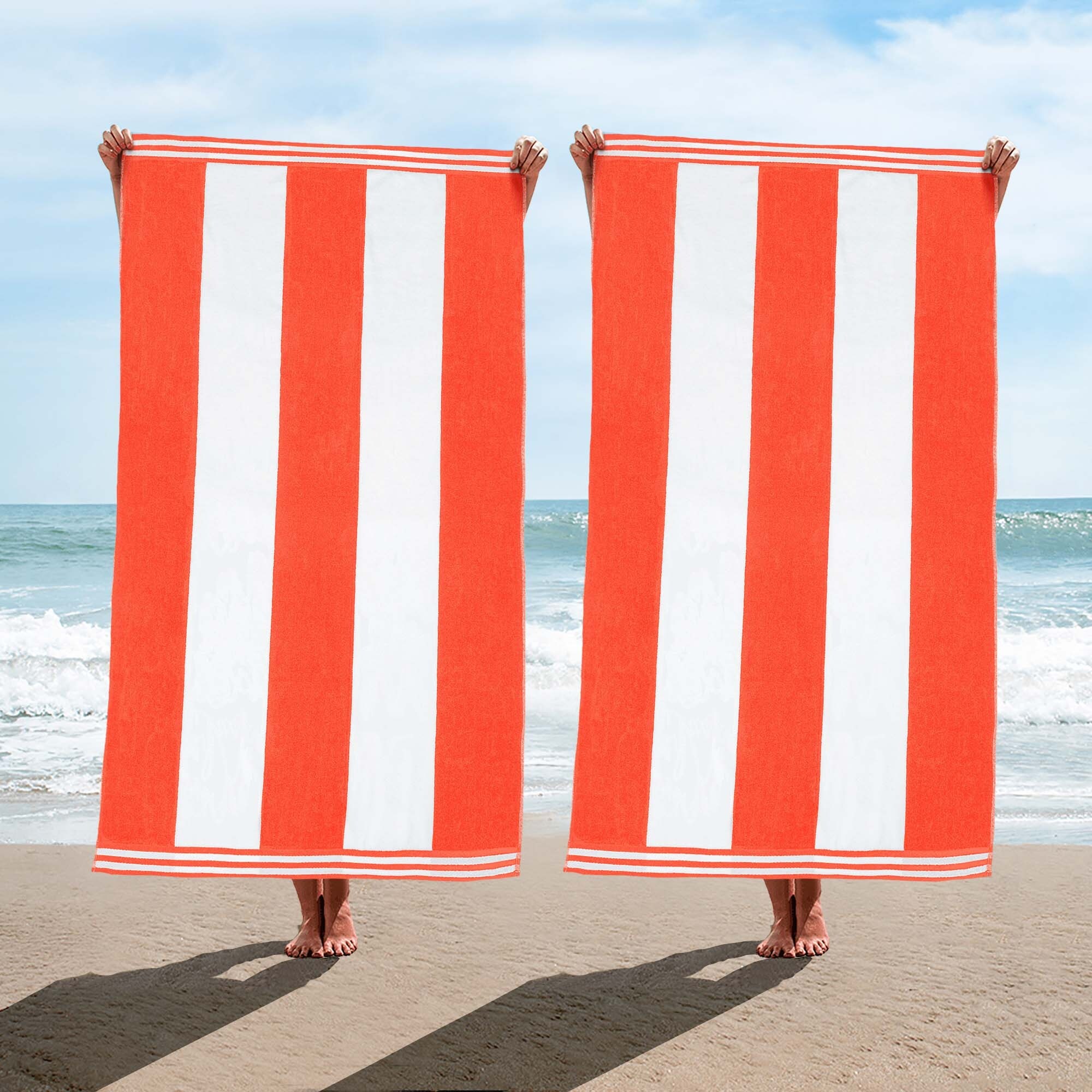 Market & Place Cotton Cabana Stripe Beach Towel Set 4-Pack Sea Green