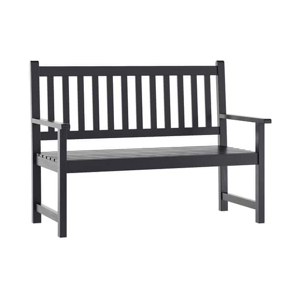 HAPPYGRILL Outdoor Curved Firepit Bench, Acacia Wood Firepit Bench With Metal Frame, Backless Loveseat For Patio, Porch, Garden, Deck