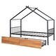 preview thumbnail 48 of 54, Twin/Full Size House Bed with 2 Storage Drawers Metal Montessori Bed Frame Heavy-Duty Cottage Cabin Beds for Kids Girls Boys