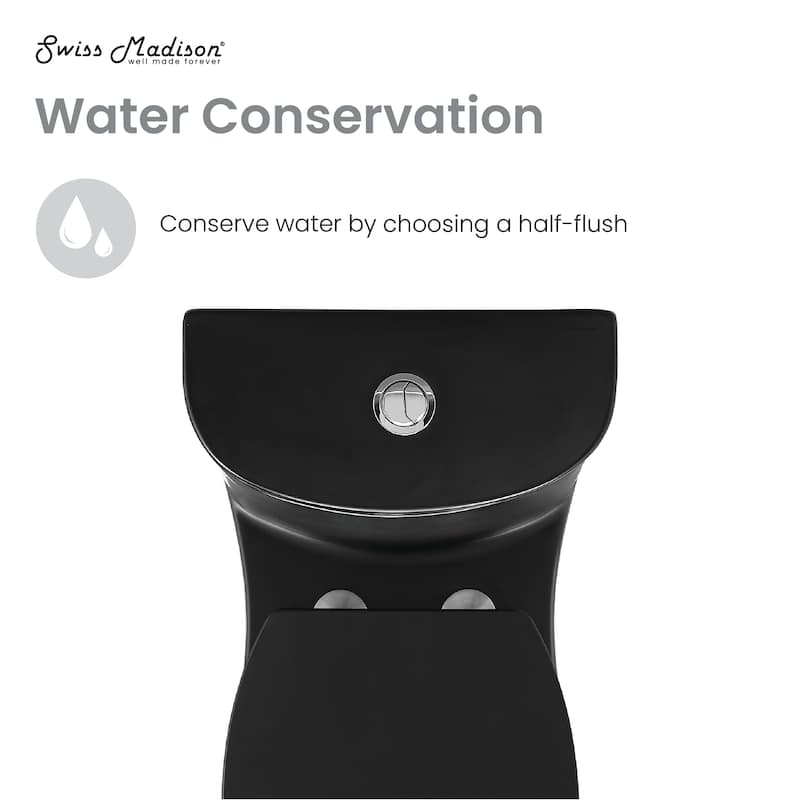 Besanon One-Piece Elongated Toilet Dual-Flush In Matte Black 1.1/1.6 Gpf - 27.75" x 15.55" 28.4"