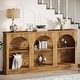 preview thumbnail 42 of 43, 63-Inch Farmhouse Console Table with 3 Tier Storage Oak