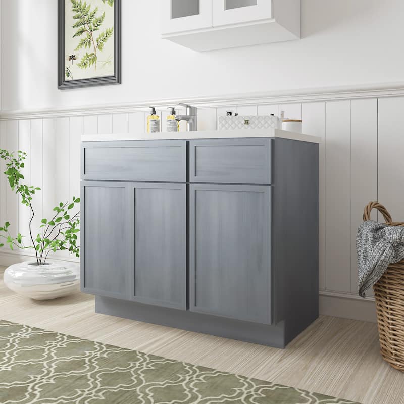 Vanity Art 39" Oak Freestanding Bathroom Vanity Cabinet without Top