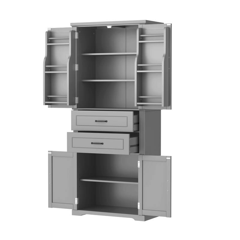 Classic Freestanding Storage Cabinet with Adjustable Shelves and Drawers