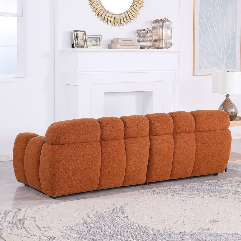 87.4" 3-Seater Boucle Sofa with Wood Frame