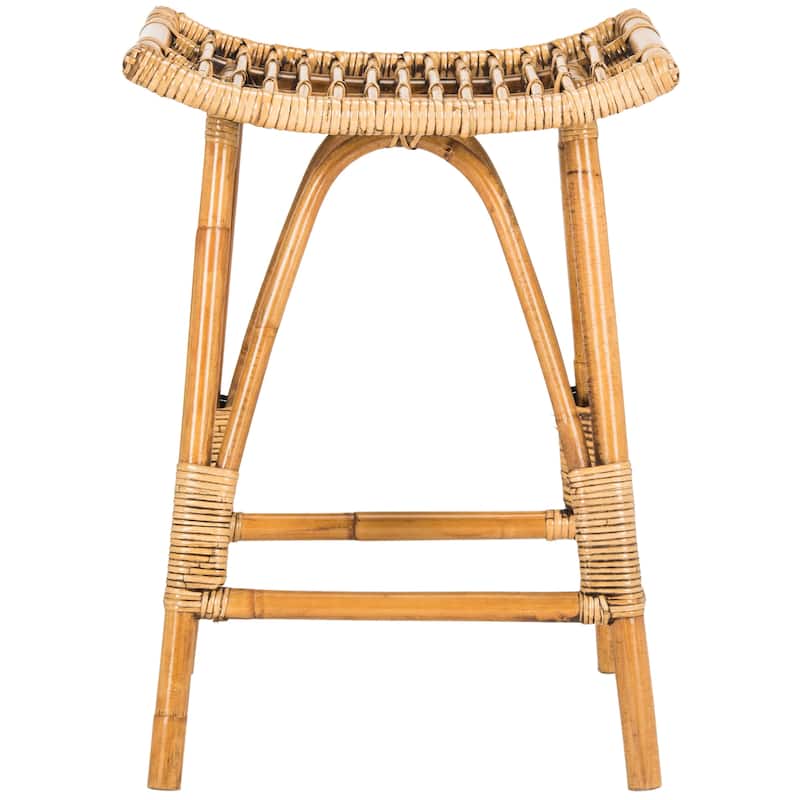 SAFAVIEH Huberte 25.6-inch Brown Rattan Counter Stool - 17.7" x 17.7" x 25.2" - 18Wx18Dx25H
