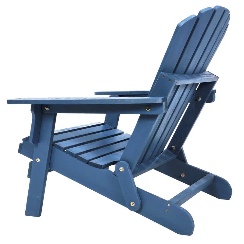 Oversize Wooden Outdoor Folding Adirondack Chair With Pre-Assembled Backrest & Seatboard