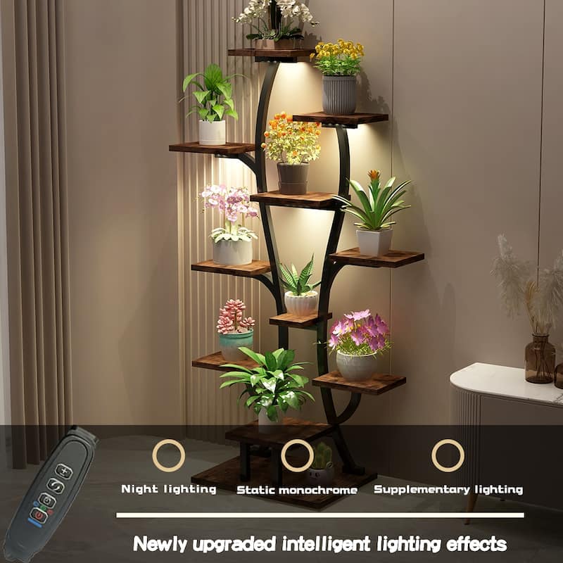 Plant Stand with Grow Lights, Indoor Plant Shelf, Metal Plant Flower Holder Stand, Vase Shape Plant Rack for Home, Patio