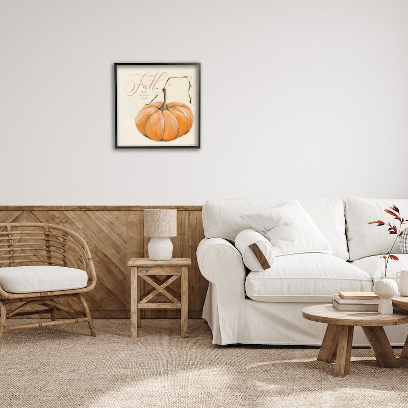 Stupell Fall Is My Favorite Color Orange Pumpkin Seasonal Word Design,12 x 12, Framed Wall Art