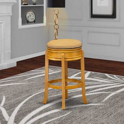 Counter Height Bar Stool with Faux Leather Upholstered Seat, Wooden Legs, Modern Kitchen Island Counter Chair