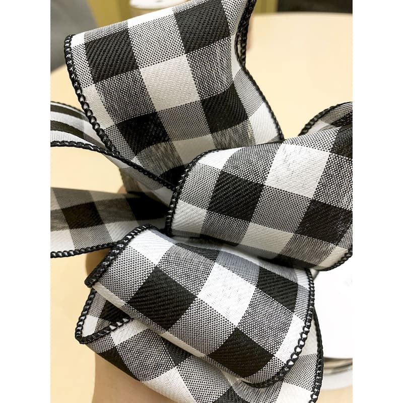 Black And White Plaid Wired Ribbon - On Sale - Bed Bath & Beyond - 36880114