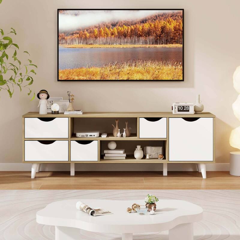 Costway TV Stand for TVs up to 55" with Storage 4 Drawers & 2 Open - See Details