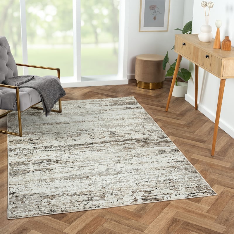 Distressed Abstract Area Rug - 2' x 3'