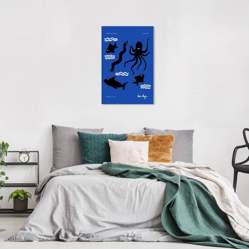 Wynwood Studio Canvas Animals Waterbearers Blue and Nautical & Coastal Wall Art Canvas Print - 16 x 24