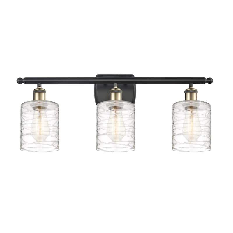 Innovations Lighting 516-3W-10-26 Cobbleskill Vanity Cobbleskill 3 - Black Antique Brass / Deco Swirl