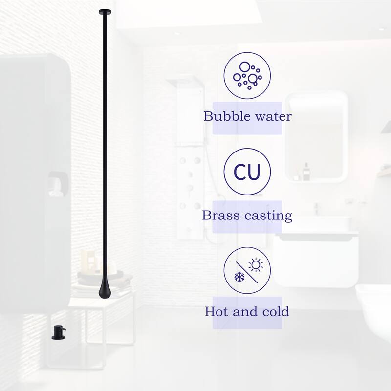 Eye-Catching Ceiling Mounted Line Single Hole Bathroom Sink Faucet with Single Handle, Black / Gold