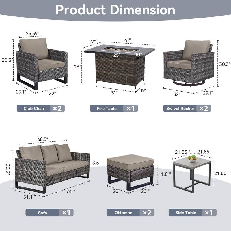 Gymojoy Outdoor Fire Pit Conversation Set, Patio Furniture with Cushions