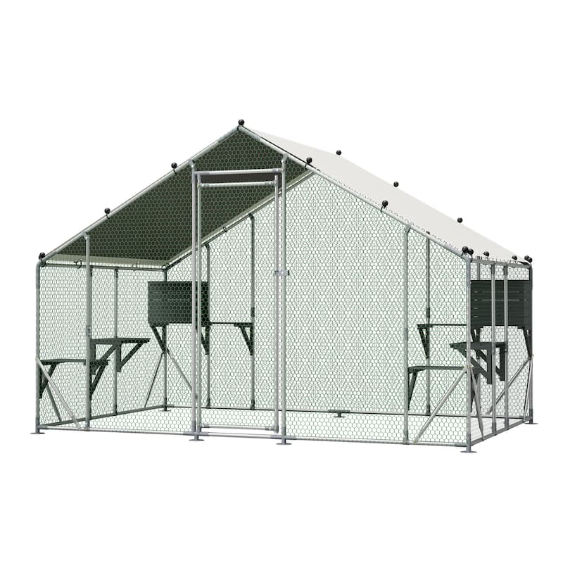 GDFStudio - Large Outdoor Metal Cat Catio Cage with Double Safety Lock & Enhanced Stability, All-Weather Pet Enclosure - 3x2M