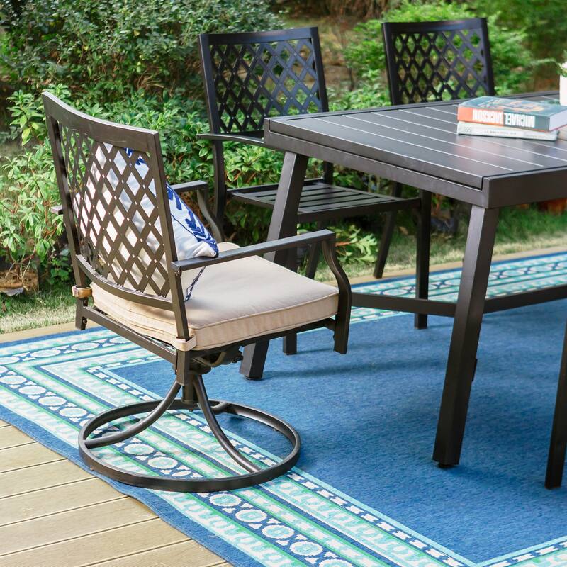 MAISON ARTS Outdoor Patio Dining Set of 7/9 with Metal Expandable Rectangular Dining Table and Metal Chairs