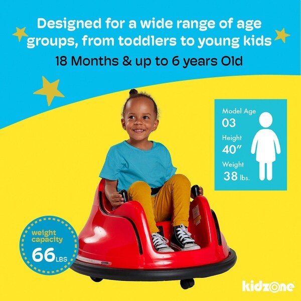 Kidzone 12V 2-Speed Electric Ride On Bumper Car ASTM-Certified