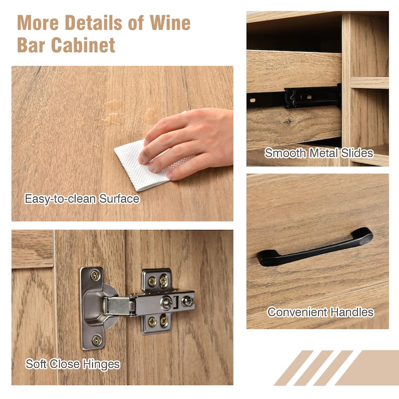Costway 2-Door Wine Bar Cabinet Kitchen Sideboard Buffet with Drawer & - See Details