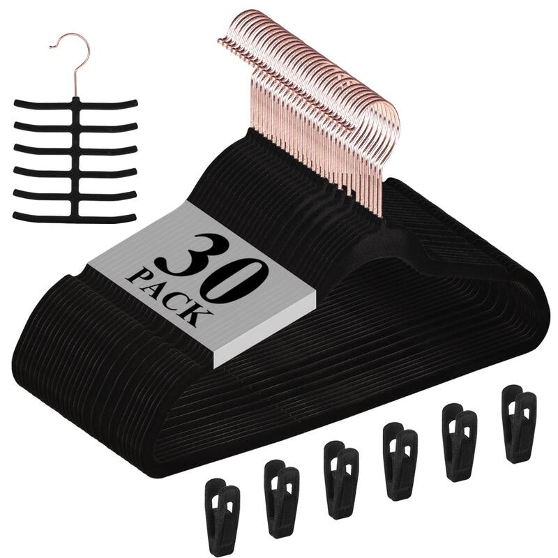 VECELO Mackaylee Velvet Hangers, Non Slip Standard Clothes Hanger Set, Heavy Duty Ivory Hangers(30/50/60/100 Pack)