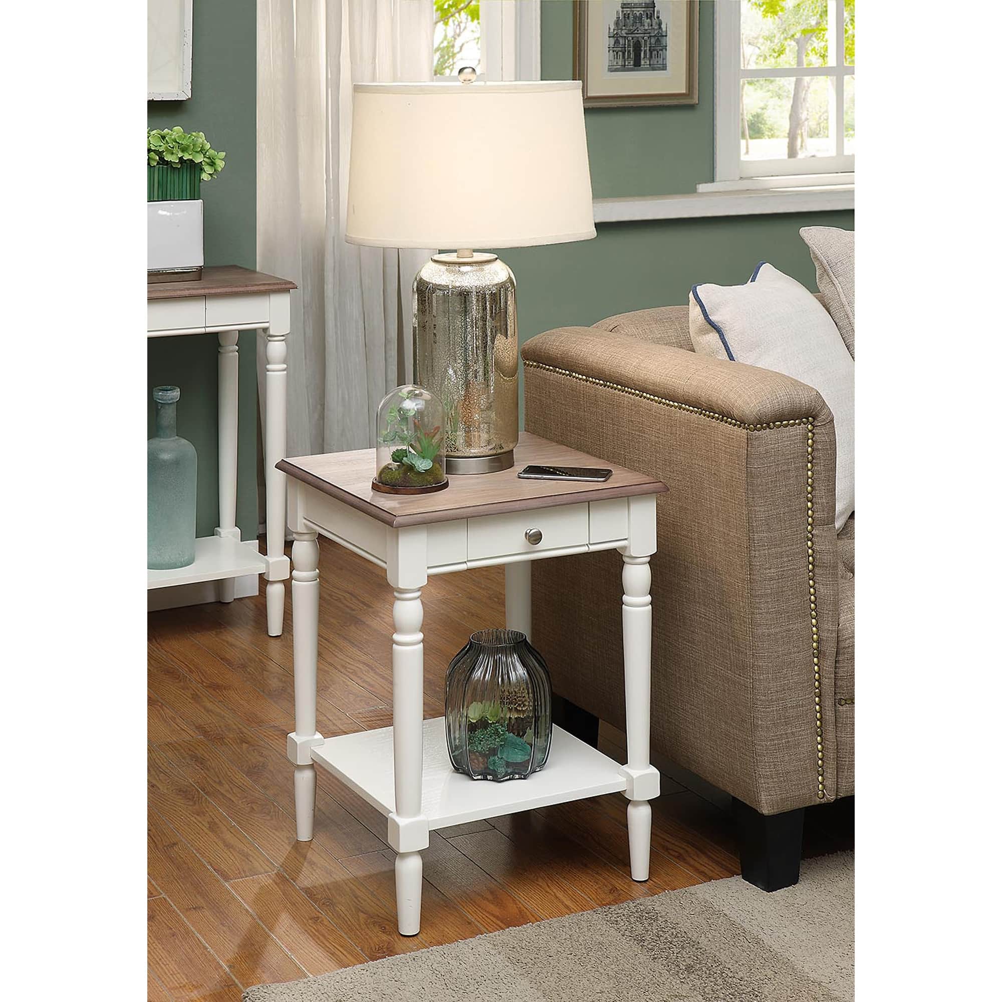 slide 2 of 12, Convenience Concepts French Country 1 Drawer End Table with Shelf