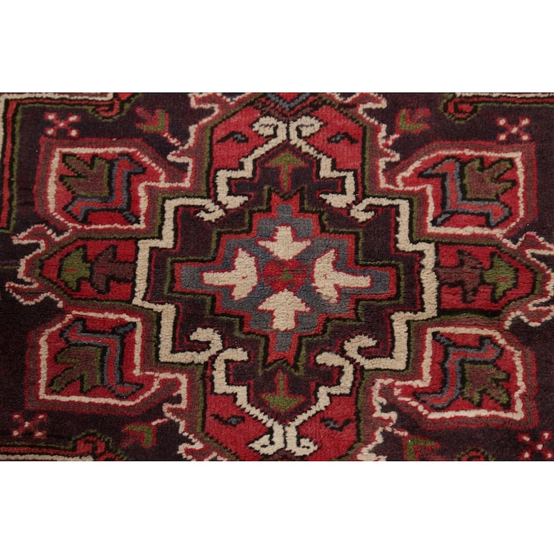 Geometric Traditional Heriz Persian Area Rug Hand-knotted Wool Carpet - 3'7" x 7'1"