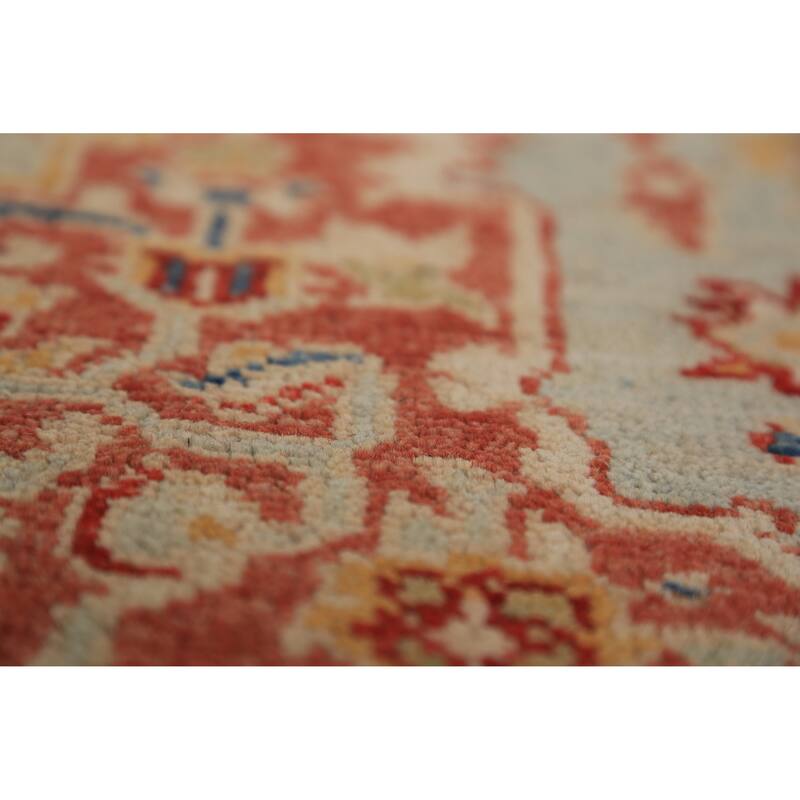 Geometric Heriz Serapi Vegetable Dye Accent Rug Handmade Wool Carpet - 3'0"x 4'10"