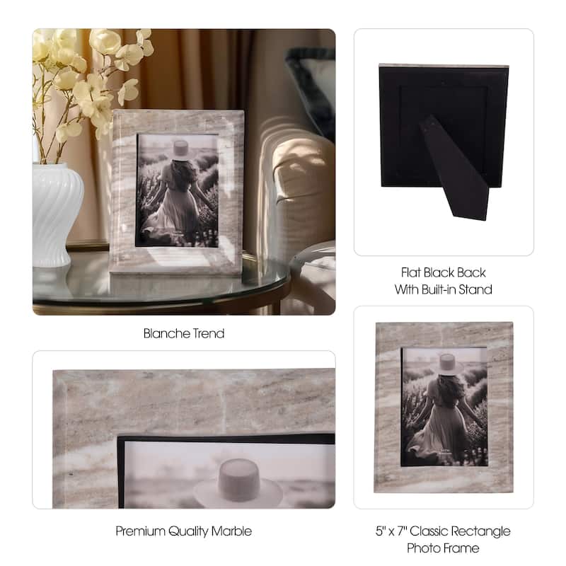 Sagebrook Home Curved Marble Photo Frame, Mocha, Rectangle