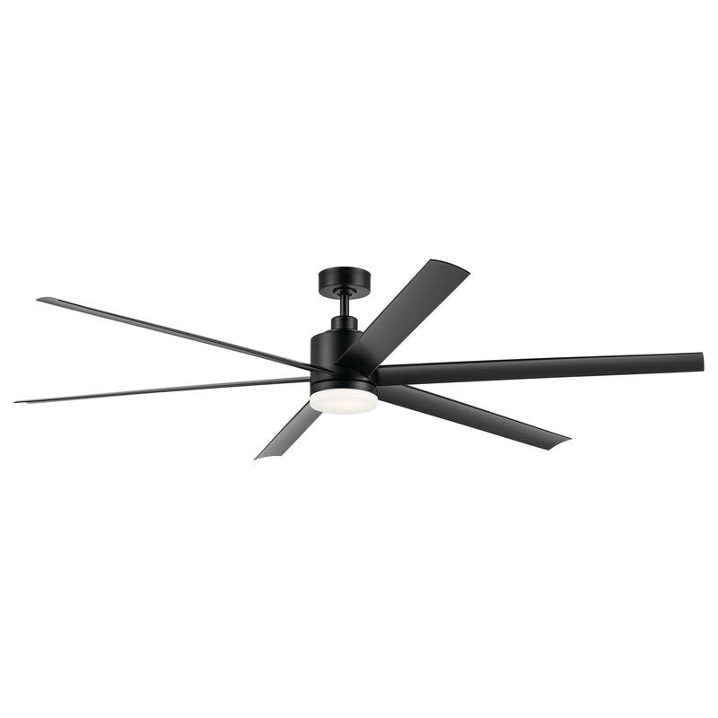 Kichler Lighting Loa 80 Inch Ceiling Fan with Satin Etch Cased Opal Glass in Satin Black with Black Blades