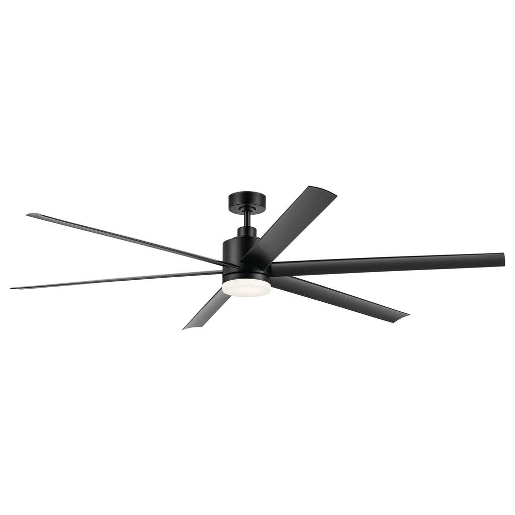 Kichler Lighting Loa 80 Inch Ceiling Fan with Satin Etch Cased Opal Glass in Satin Black with Black Blades